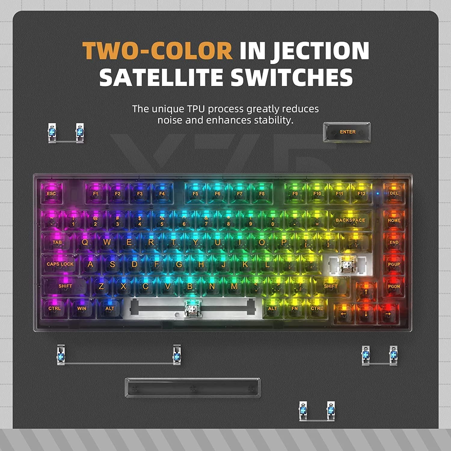 XINMENG X75 82 Key Hot Swappable Mechanical Keyboard with Transparent Keycaps, Gasket Mount 75 Keyboard, RGB Backlit Custom Gaming Keyboard for Windows/Mac (Crystal White Switch, Wired-Black)