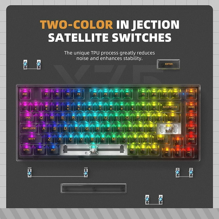XINMENG X75 82 Key Hot Swappable Mechanical Keyboard with