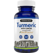 Stonehenge Health Turmeric Curcumin with Ginger - Highest Potency Available. 1,600 mg Turmeric with 95% Curcuminoids & BioPerine®. Supports Joint Pain & Inflammation, 60 Vegetarian Capsules (1 Pack)