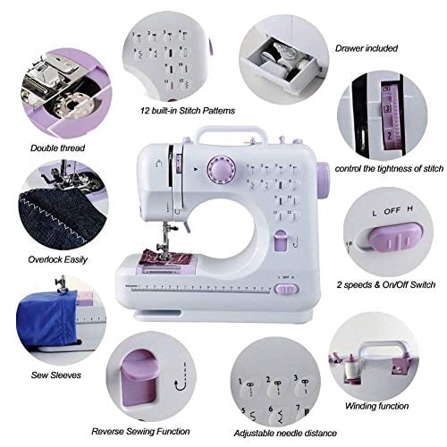 12 Stitch Multi-Function Household Sewing Machine,Portable Electric Sewing Machine,Double-line Two-speed Reverse Stitch