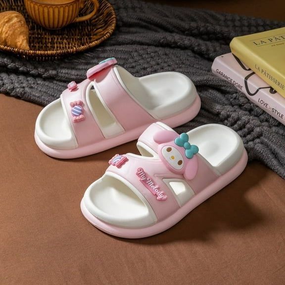 Cute Kuromi Slippers Women Cute Cartoon Slippers Thick Sole Cute Non-slip Quick Dry Bathroom Sandals Outdoor
