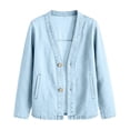 thumbnail image 5 of CAIXIA Womens Classic Button Front Breathable Stretch Denim Jacket Relaxed Fit Lightweight Casual Long Sleeve Cardigan Coat, 5 of 5