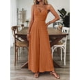 thumbnail image 4 of Zukuco Women's Elegant Sleeveless Jumpsuit - V-Neck Wide Leg Romper with Back Bow, Summer Casual Beachwear Vacation Outfit, 2XL, 4 of 6
