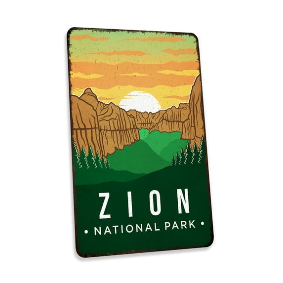 Zion National Park Sign Vintage Looking Decorative Signs Home Décor Gift 16x24 Matte 116240086043