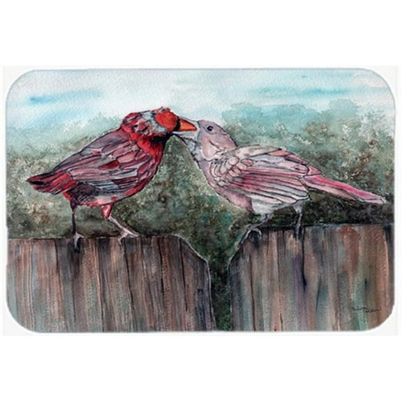 Red Bird Feeding Mouse Pad, Hot Pad or Trivet