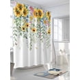 thumbnail image 3 of Sunflower Shower Curtain, Eucalyptus Leaf Floral Bathroom Decor Curtains Set with Hooks, Waterproof Fabric Home Accessories， 60 X 72 Inch Long, 3 of 6