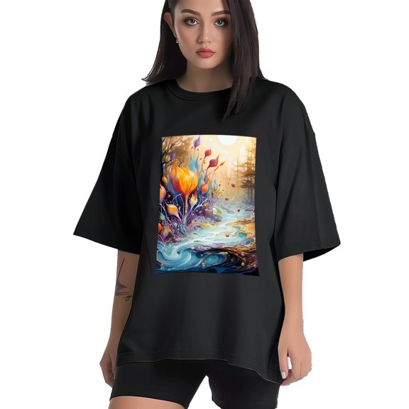 Plus Size Shirt for Women Black Tops for Women Short Sleeves Shirt for Women Abstract Dynamic1 T Shirt Crewneck Shirt for Women XS