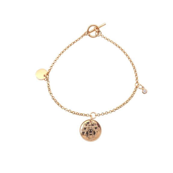 Pre-Owned Hermes Herms Ex Libris PM 18K pink gold/diamond bracelet,...