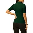 thumbnail image 3 of INSPIRE CHIC Women's Mock Neck Blouse Half Sleeve Basic Knitted Tops S Olive Green, 3 of 5