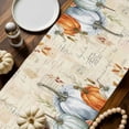 thumbnail image 2 of ERUNPONLY Fall Orange Blue Table Runner - 108 Inch Long Thanksgiving Floral Botanical Autumn Vintage Cotton Linen Dress Scarves Farmhouse Table Runner for Kitchen Dining, Coffee Table, 13" x 108", 2 of 8