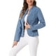 thumbnail image 4 of Blazer de mezclilla INSPIRE CHIC para mujer, con frente abierto, cuello de pie, chaqueta de jeans XL color azul claro, 4 of 6