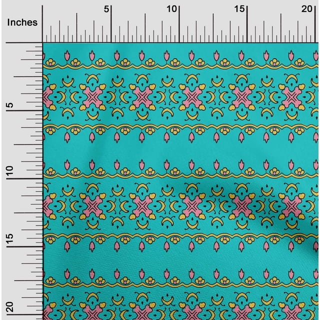 oneOone Tissu Polyester Lycra Tissu à Imprimé Floral en Blocs BTY 56 Pouces de Large