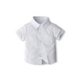 thumbnail image 3 of Suealasg Little Boy Gentleman Suits Outfit 1T 2T 3T 4T 5T Stripe Print Short Sleeves Shirt with Bow Tie and Suspender Shorts Set 2Pcs Kids Boys Summer Formal Wear Clothes, 3 of 9