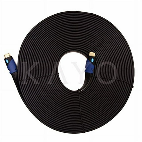 KAYO ESSENTIALS Hi-Speed FLAT HDMI2.0 Cable 50 FT/ SOFT PVC Sleeve Cable Tie/ Supports Ethernet,3D,4K & Audio Return