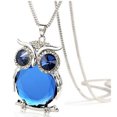 thumbnail image 2 of Crystal Blue Big Owl Necklace Silvertone Anti-Tarnish Bird Pendant Jewelry–146-O, 2 of 7
