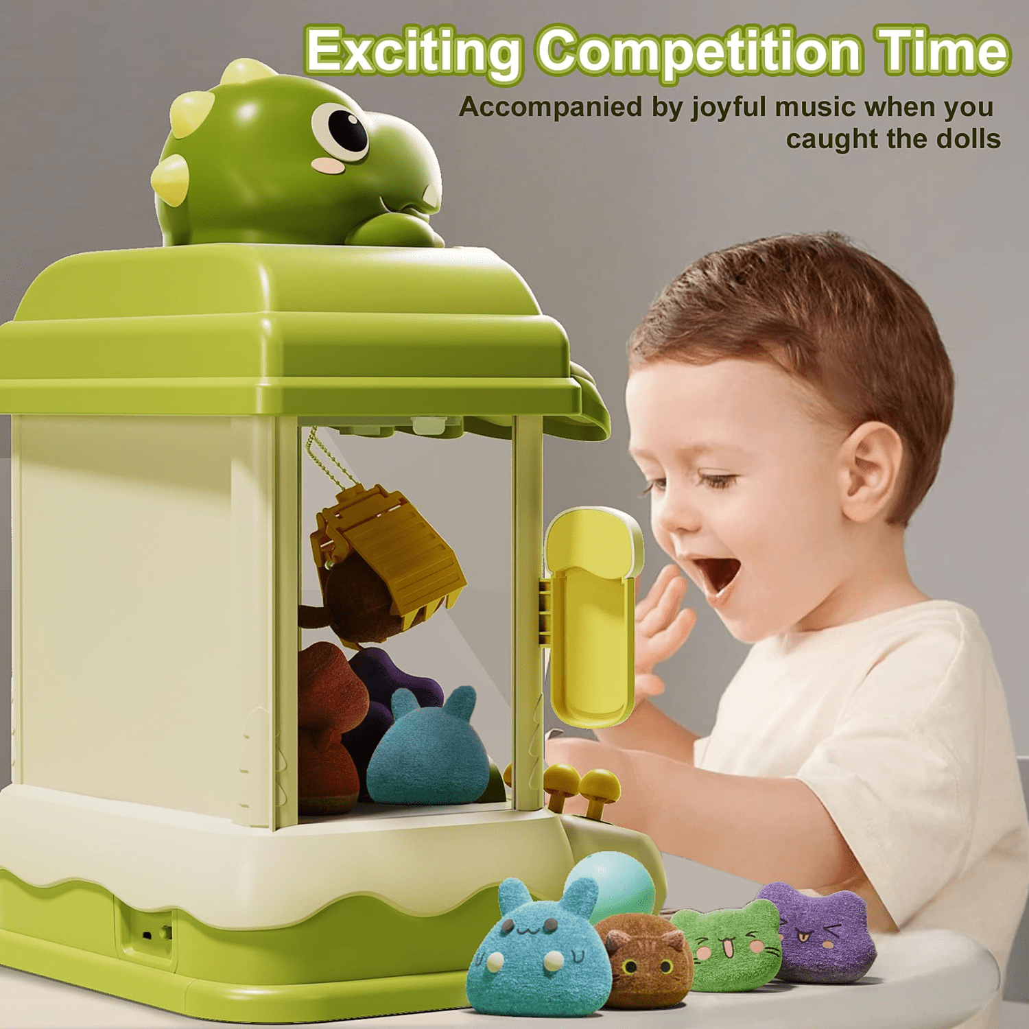 Risehigh Claw Machines for Kids Dinosaur Toys for Boys Age 6+, Arcade Toy Games with Light Music, Candy Dispenser Machine Mini Vending Machine with 30 Accessories Christmas Birthday Gifts Age 6-12
