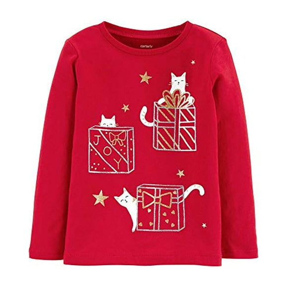 Baby Girls' Cat Jersey Tee, Red, 3m