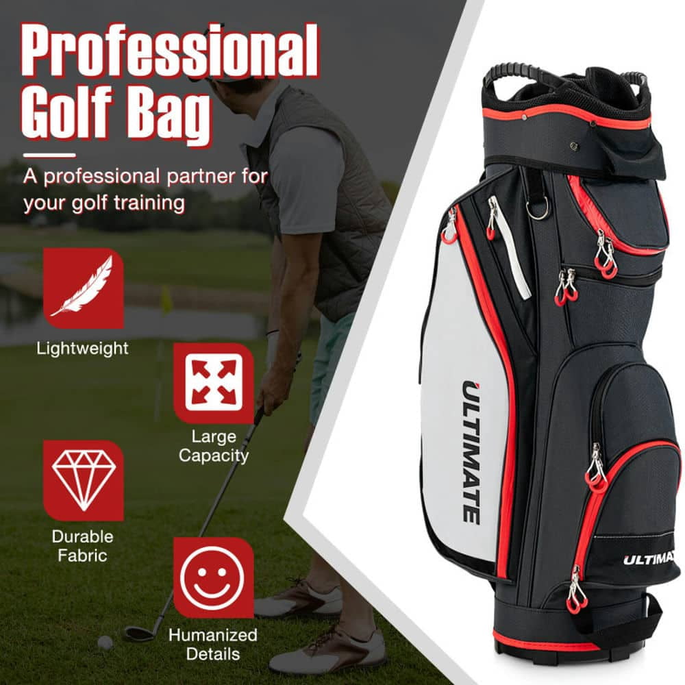 Spaco 9.5 Inch Golf Cart Bag with 14 Way Full-Length Dividers Top Organizer, Golf Cart Bag for Outdoor, Golf Bags for Men & Women, Black