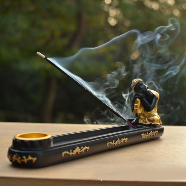Quemador de incienso de estatua de Buda para conos, palos, adorno, decoración, quemador de incienso para sala de estar, chimenea, Festival de Primaver