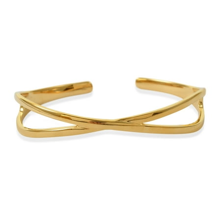 925 Sterling Silver Vermeil Yellow Gold Plated Bangle Cuff Bracelet Jewelry for Women Size 7.25