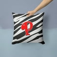 thumbnail image 2 of Carolines Treasures CJ1024-PPW1414 Letter P Initial Monogram - Zebra Red Fabric Decorative Pillow, 14Hx14W, multicolor, 2 of 4