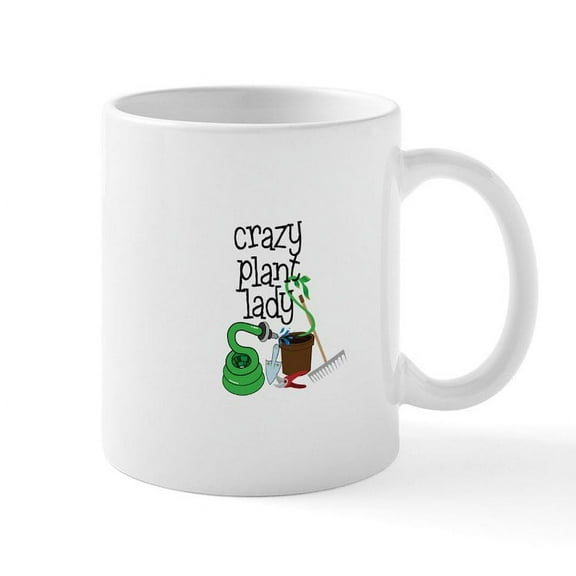 CafePress - Crazy Plant Lady Mugs - 11 oz Ceramic Mug - Novelty Coffee Tea Cup