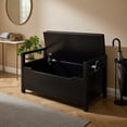 thumbnail image 5 of Demi Bonn 34" Storage Bench with Cushion, Lift-Top Toy Storage Organizer Trunk with 2 Safety Hinges, Wood Storage Box Chest for Bedroom, Entryway, Living Room, Black, 5 of 8