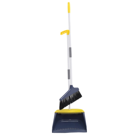 RENACLIPY Broom and Dustpan Set Blue PET for Dust Sweeping 1 Set 35.4*10.6*1.2in