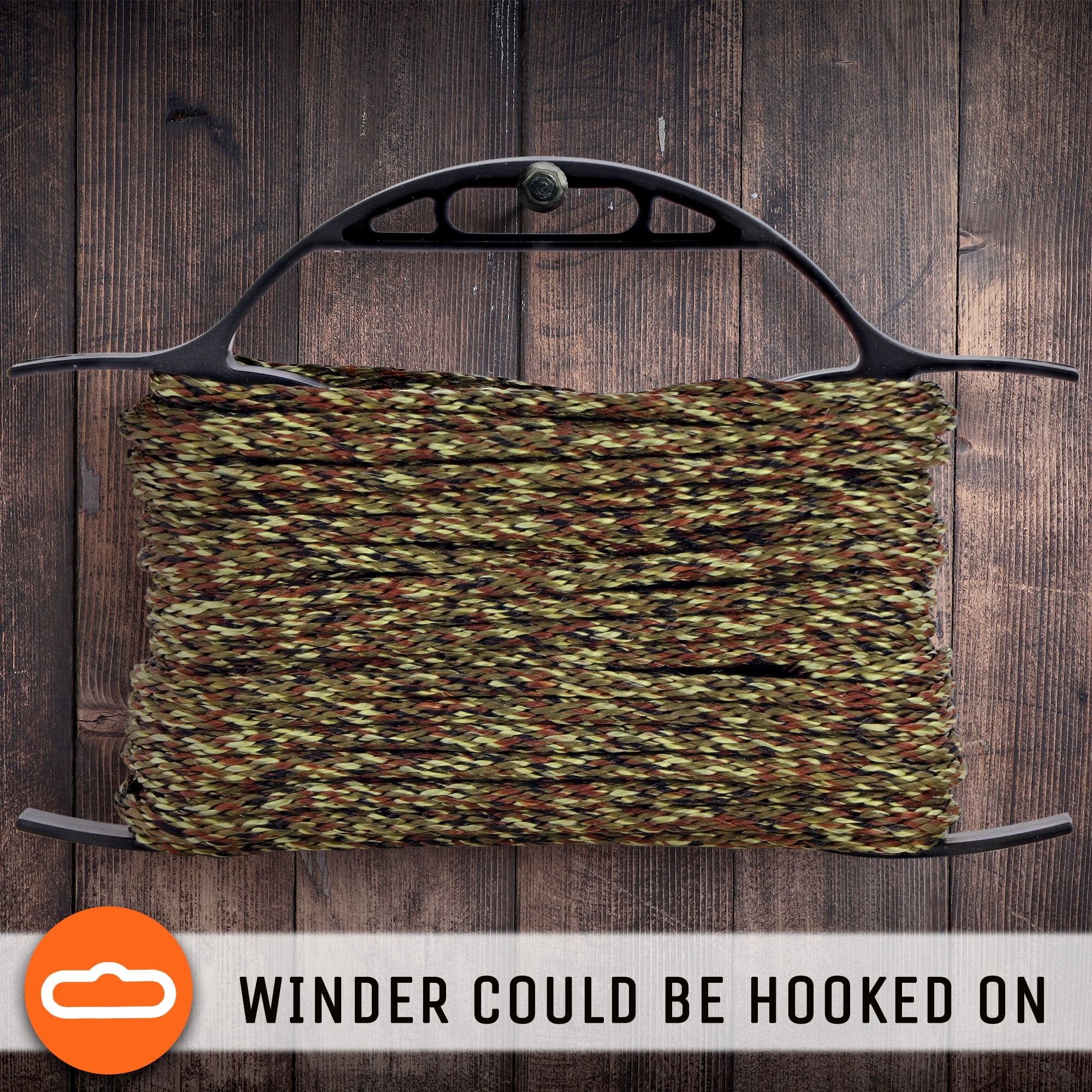 Pildex Camouflage Braided Rope with Winder Organizer Spool 3/16â 