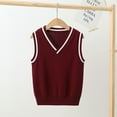 thumbnail image 5 of KYAIGUO Kids Knitted Sweater Vest for Boys Girls, Uniform Kid Sleeveless Vest Spring Autumn Knit Waistcoat Casual School Uniform Youth V-Neck Sweater Vest for 3-14Y, 5 of 8