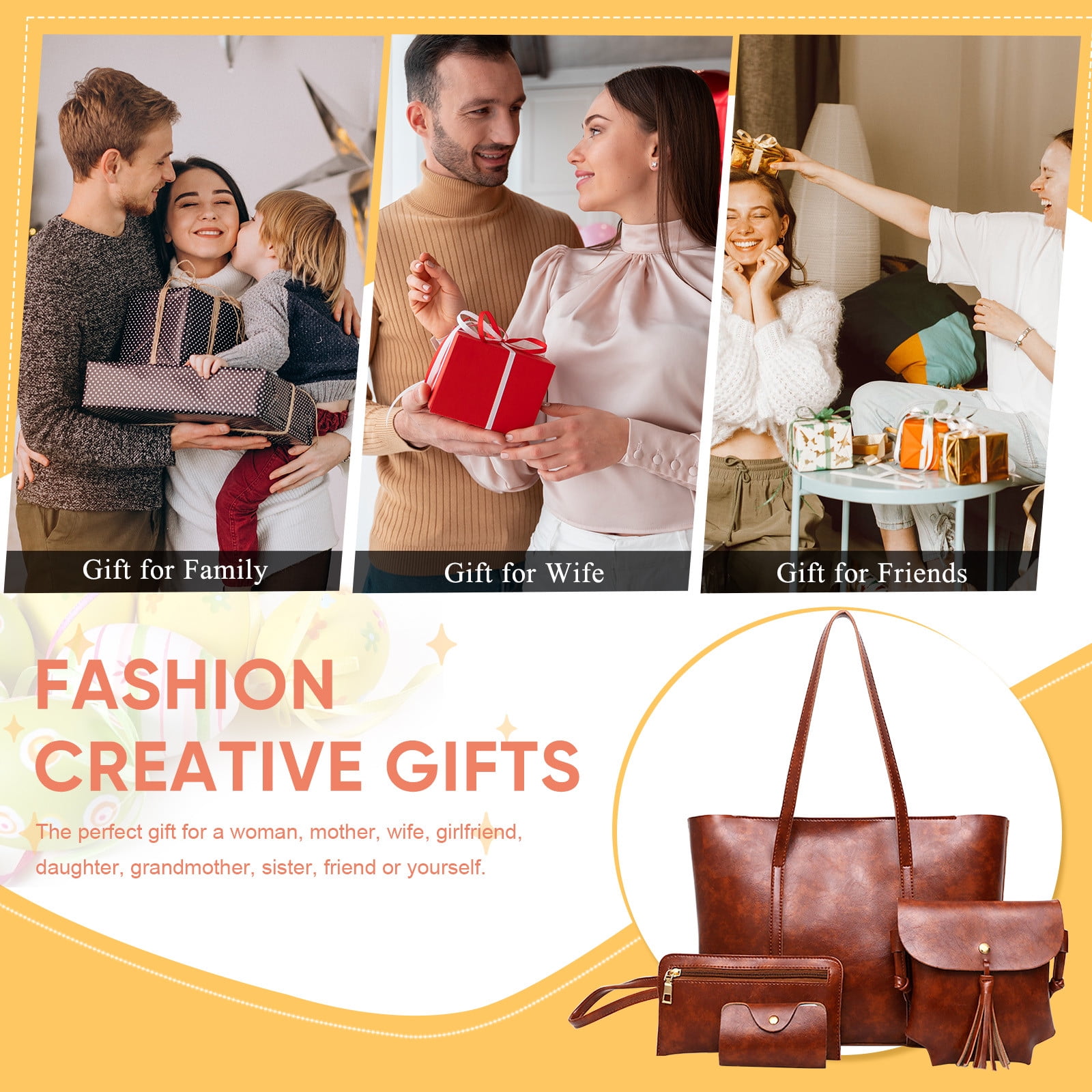 Clearance! Titcea Handbags for Women, Retro Leather Satchel, Tote Bag & Shoulder Bag & Purse & Card Bag Set 4pcs, Gifts for Mom/Her