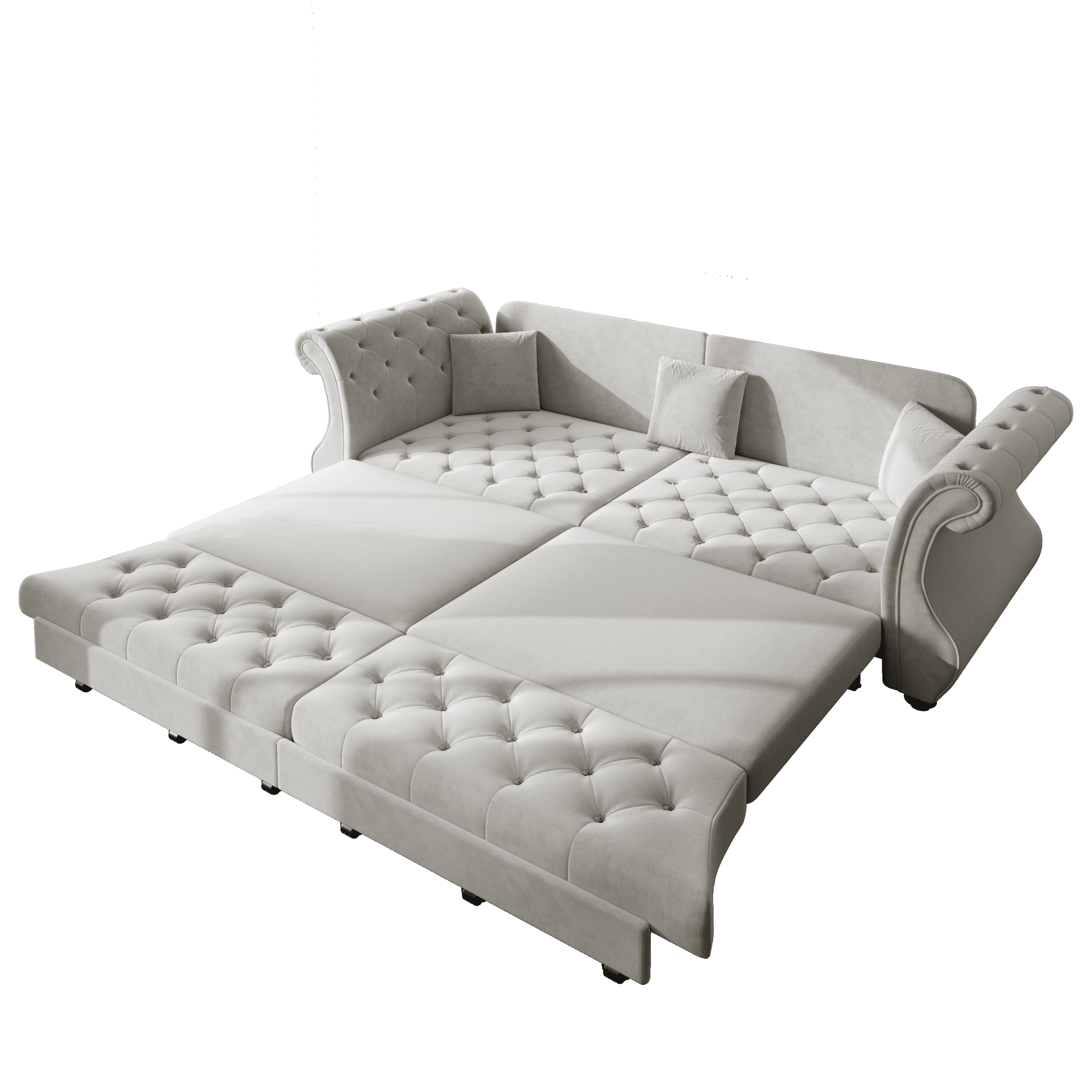 Chesterfield Pull Out Convertible Sofa Bed, Classic Flower Tufted Velvet Loveseat Sleeper Couch With Roll Arms and Pillows, for Living Room Apartment Office