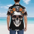 thumbnail image 4 of Sikiie Flower Horn Skull A Print Men's Hawaiian Shirt, Summer Beach Button Pocket Short Sleeve T-Shirt,3X-Large, 4 of 7