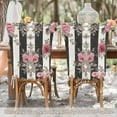 thumbnail image 6 of YAZAOO Chair Covers Set Home Kitchen Black White Stripes Pink Roses Party Decor Seat Back Cover Protector, 6 of 6