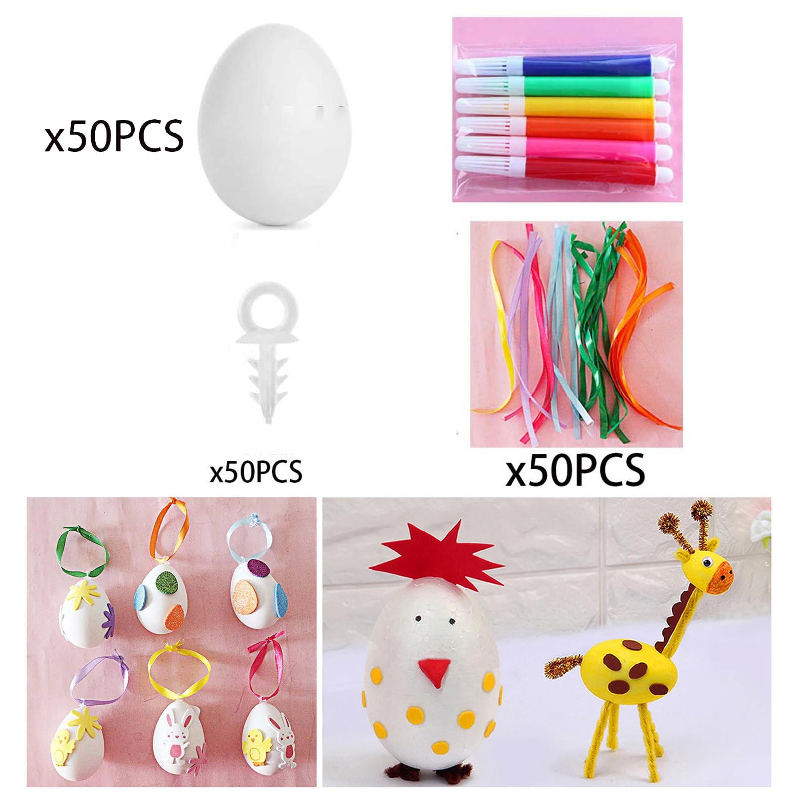 Easter Blank White Eggs DIY Material 50 Pieces Kindergarten Crafts Decorative Easter Basket Fillers Accessories Easter Party Favors