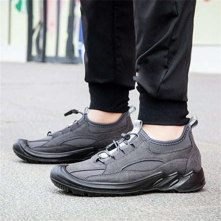 

PhoneSoap Men Fashion Solid Color Mesh Breathable Elastic Round Toe Casual Sneakers Grey