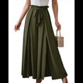 thumbnail image 1 of Pantalones de Playa Casuales, Holgados, Estilo Palazzo, de Cintura Alta y Abertura para Mujer, Estilo Bohemio, con Bolsillos para Verano. Verde Oliva L, 1 of 9