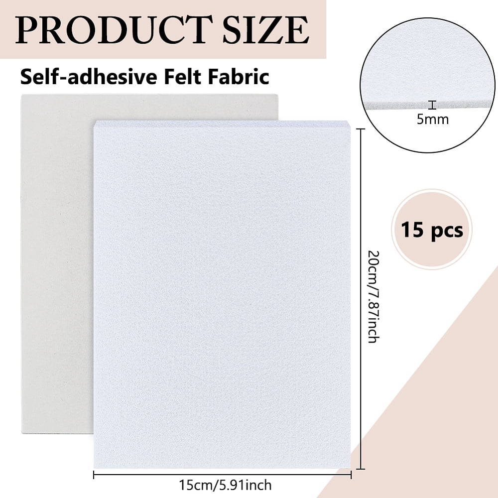 15pcs Self-Adhesive Felt Fabric 8x6 Inch Furniture Felt Pads 1/5 Inch Thick Heavy Duty Sheets