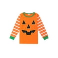 thumbnail image 4 of Argulvti Ensemble de Pyjamas Assortis pour la Famille, Haut à Manches Longues à Col Rond à Rayures d'Halloween avec Imprimé Citrouille + Pantalon Long pour Parents et Enfants, 4 of 9