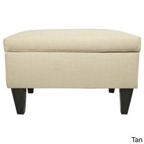 MJL Furniture  Brooklyn Upholstered Square Legged Storage Ottoman Tan