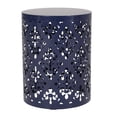 thumbnail image 2 of COSMOS Navy Blue Outdoor Metal End Table with Floral Iron Cut Design, Large Accent Table for Patio, Garden, or Living Room, 2 of 8