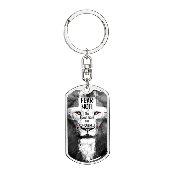 Lion Of Judah Swivel Keychain Dog Tag Stainless Steel or 18k Gold