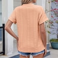 thumbnail image 5 of Scyoekwg Women Summer Shirts Short Sleeve V Neck Eyelet Tops Dressy Casual Loose Blouses Solid Color Trendy Clothes (Orange,L), 5 of 8