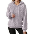thumbnail image 2 of Sweater Hoodies for Women 2025 Long Sleeve Drop Shoulder Lined Sweater Hoodie Hooded Sweatshirt Women Pullover, 2 of 7