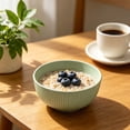 thumbnail image 2 of Yhmxh 25 oz Unbreakable Cereal Bowls, Reusable Plastic Lightweight Bowls, Soup Rice Bowl, Striped Reusable Salad Dessert Bowl, Microwave Safe Tableware for Salads, Soups, Ramen, Noodles, 2 of 6