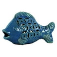thumbnail image 2 of UTC13809 Ceramic Fish Figurine with Cutout Sides Gloss Finish Turquoise, 2 of 2