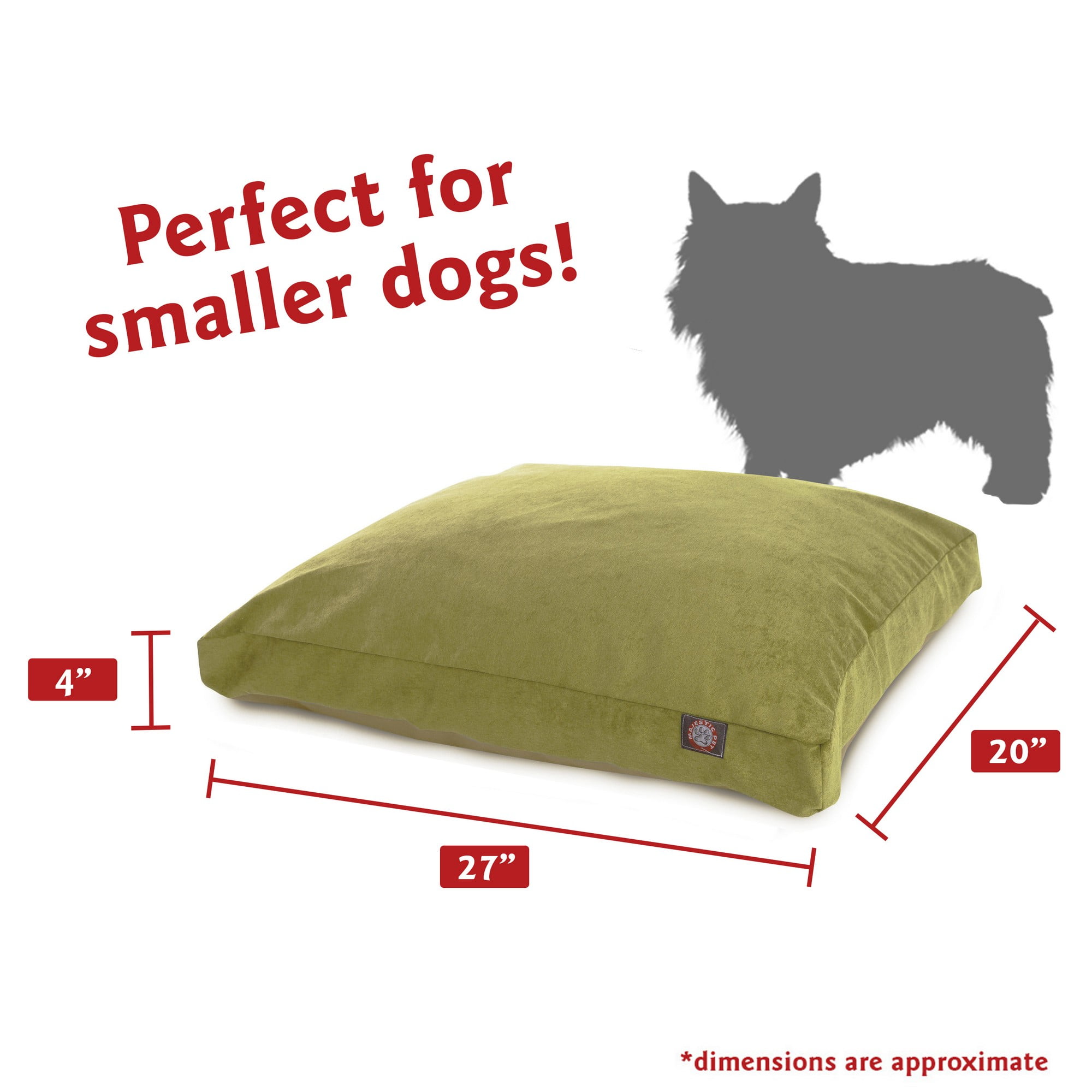 Majestic Pet | Villa Velvet Shredded Memory Foam Rectangle Pet Bed For Dogs, Removable Cover, Apple, Small