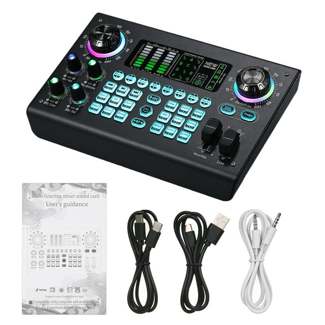 Sound card,Live Sound 48v Power Professional Built-in Reable Battery Portable Sound Built-in 48v Power Usb Console Built-in Console Built-in 48v Reable Battery Mobile Sound Mewmewcat Portable Qisuo
