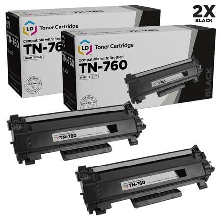 LD Compatible Replacement for Brother TN760 Pack of 2 High Yield Black Toner Cartridges for DCP-L2550DW, HL-L2350DW, HL-L2370DW, HL-L2390DW, HL-L2395DW, MFC-L2710DW, MFC-L2750DW, MFC-L2750DW (Best Brother Compatible Toner)