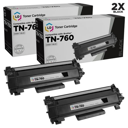 Compatible High Yield Toner (LD Compatible Replacement for Brother TN760 Pack of 2 High Yield Black Toner Cartridges for DCP-L2550DW, HL-L2350DW, HL-L2370DW, HL-L2390DW, HL-L2395DW, MFC-L2710DW, MFC-L2750DW, MFC-L2750DW)